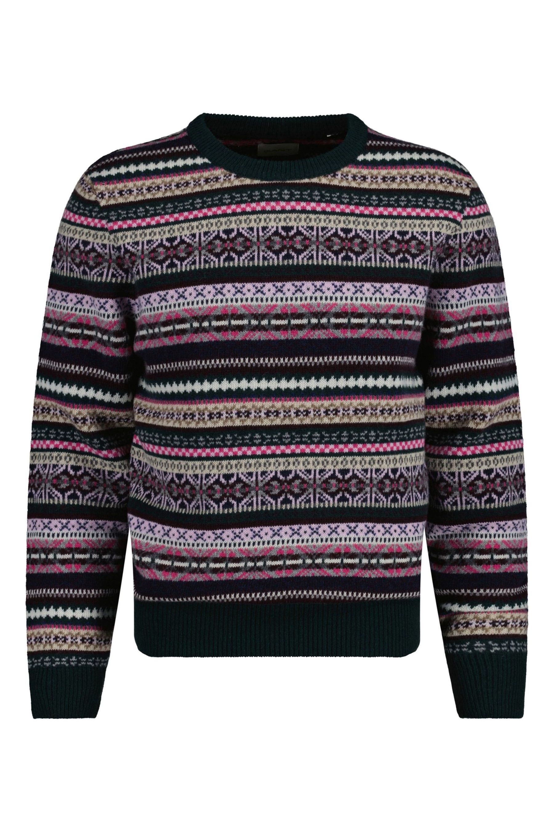 Buy GANT Green Fair Isle Crew Neck Jumper from Next Luxembourg