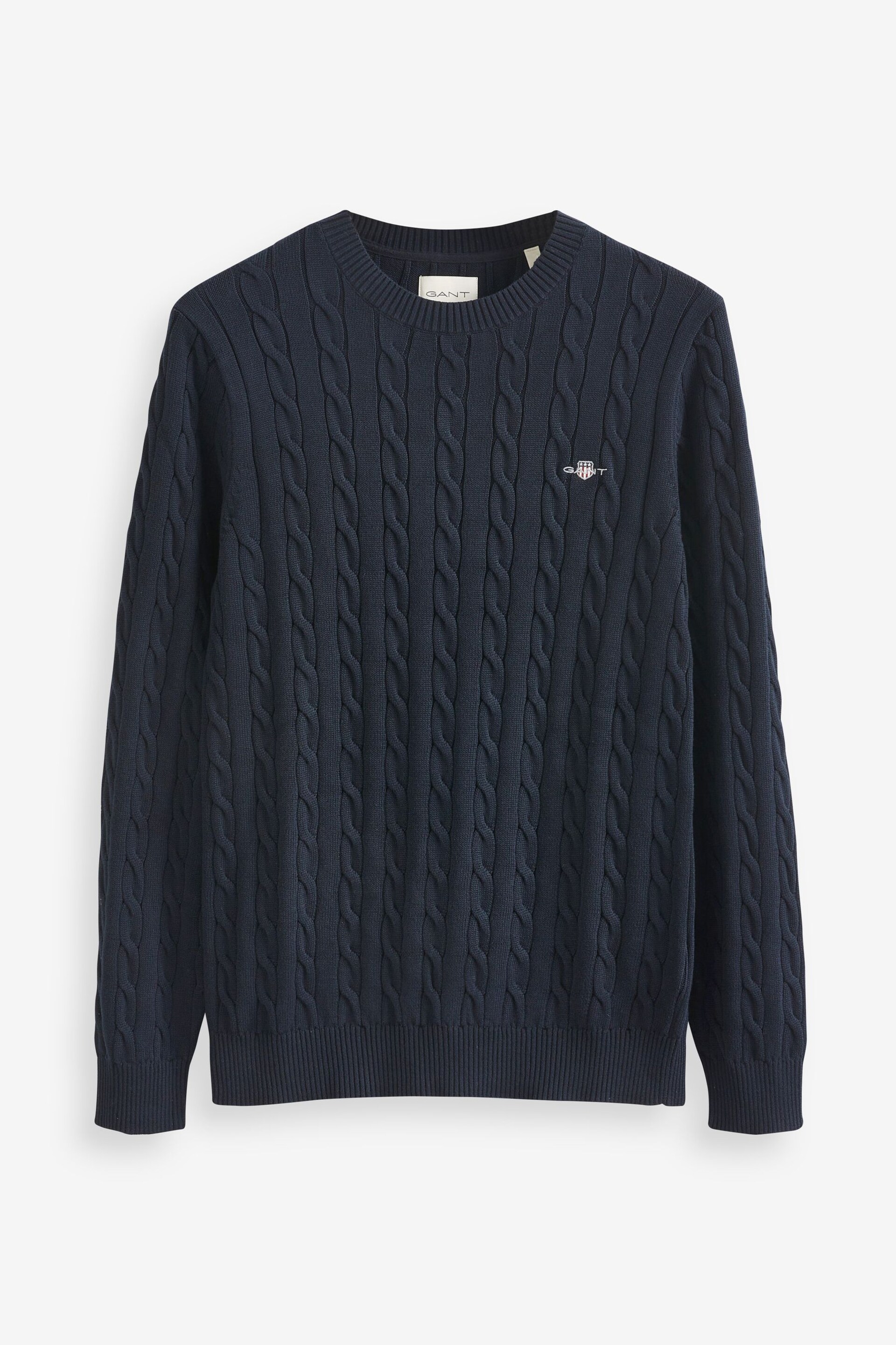 GANT Cotton Cable Crew Neck Jumper - Image 8 of 8