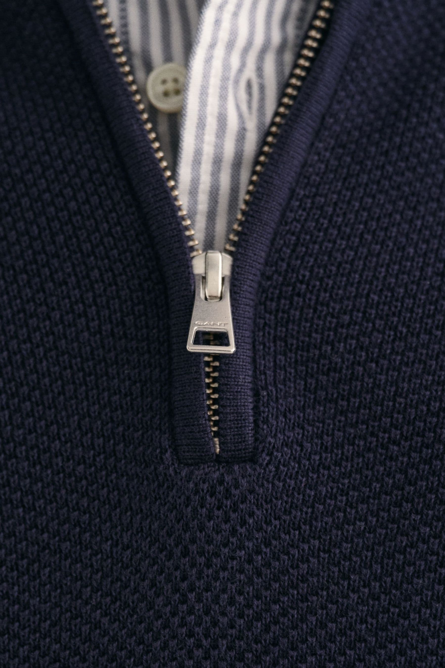 Buy GANT Evening Blue 100 Cotton Pique Half Zip Jumper from Next Canada
