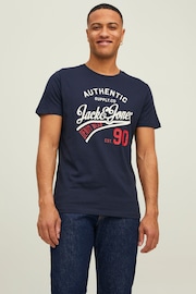 JACK & JONES Blue 3 Pack Short Sleeve Printed T-Shirts - Image 6 of 10