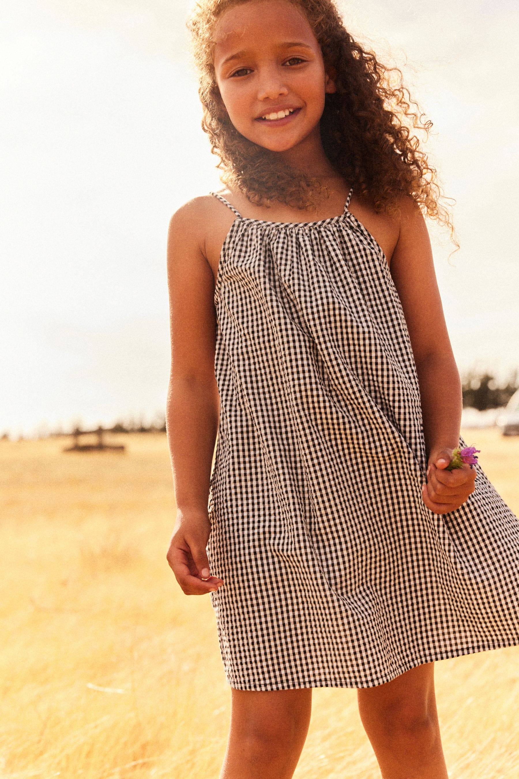 Buy Black White Gingham 100 Cotton Strappy Sundress 3 16yrs from the Next UK online shop