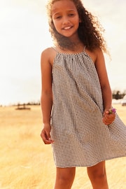 Black/White Gingham 100% Cotton Strappy Sundress (3-16yrs) - Image 1 of 8