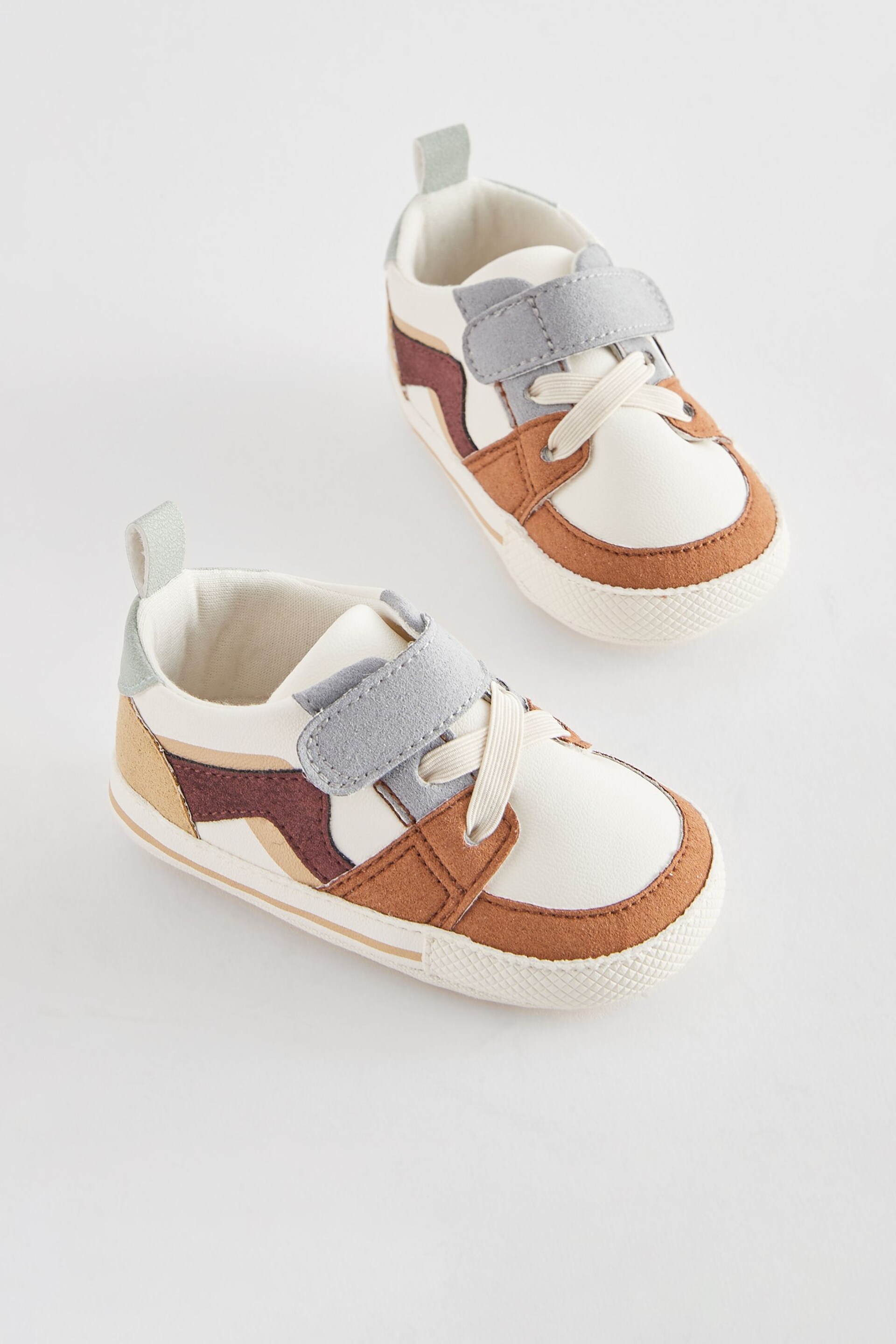 Rust Brown/Mineral Blue Touch Fastening Elastic Lace Baby Trainers (0-24mths) - Image 1 of 5