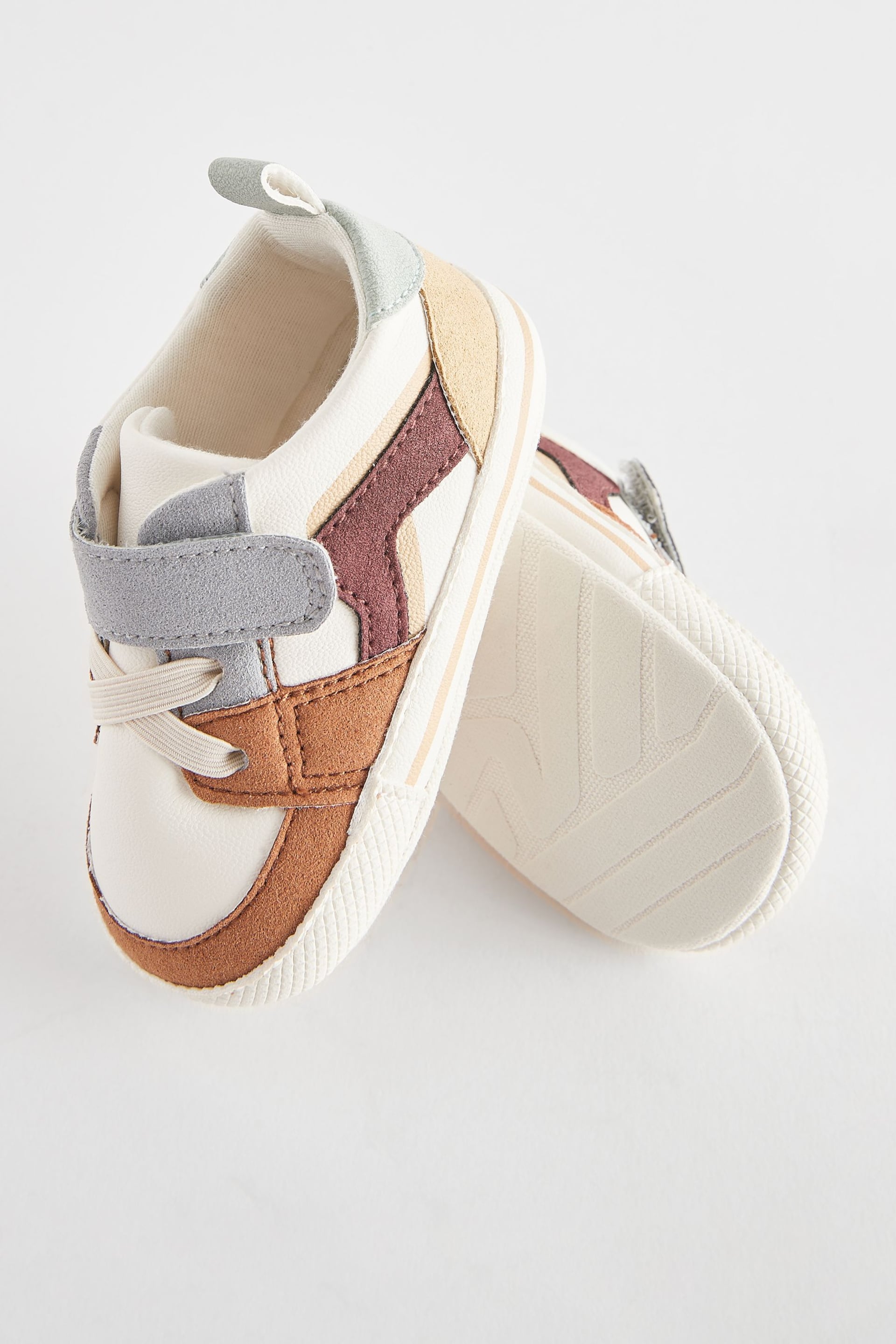 Rust Brown/Mineral Blue Touch Fastening Elastic Lace Baby Trainers (0-24mths) - Image 3 of 5