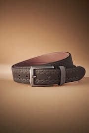 Taupe Brown Signature Suede Textured Belt - Image 2 of 4