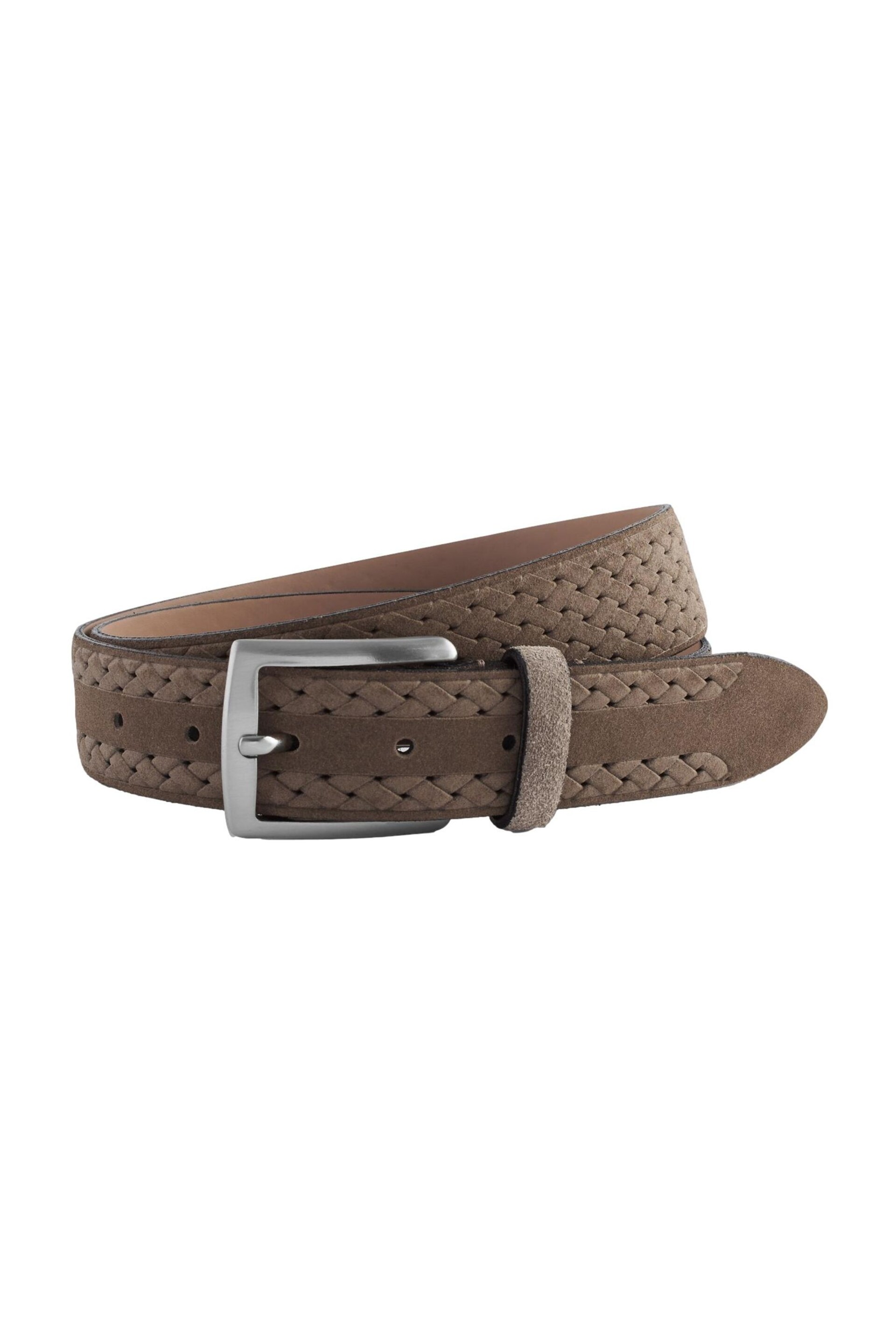 Taupe Brown Signature Suede Textured Belt - Image 4 of 4