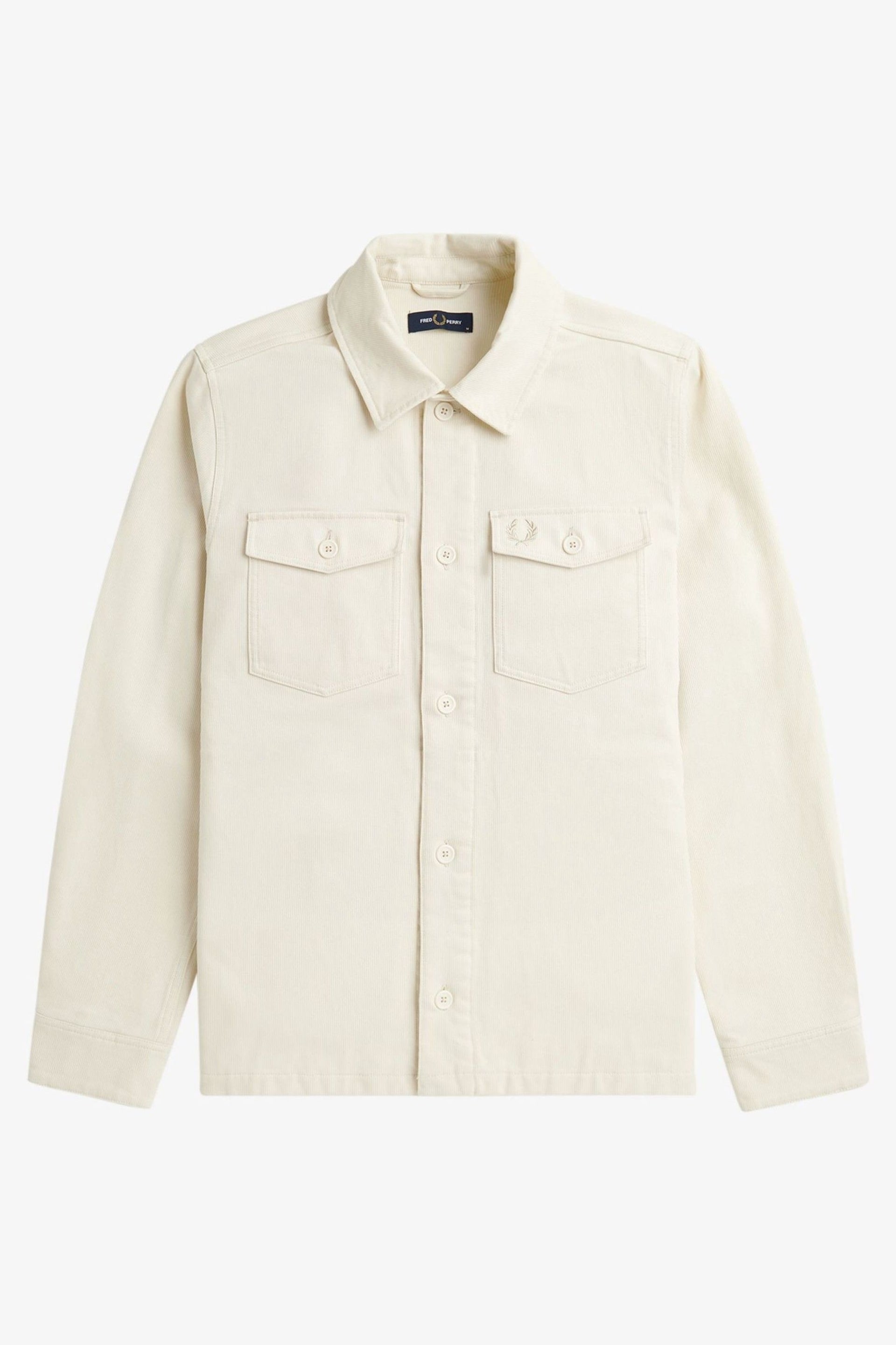Fred Perry Ecru White Bedford Cord Overshirt - Image 5 of 6