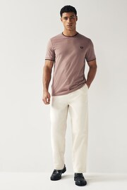 Fred Perry Straight Fit Bedford Cord Ecru White Trousers - Image 2 of 7