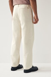 Fred Perry Straight Fit Bedford Cord Ecru White Trousers - Image 3 of 7