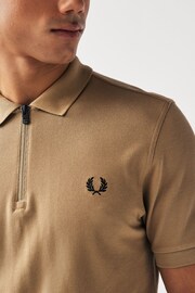 Fred Perry Stone Zip Neck Polo Shirt - Image 3 of 5