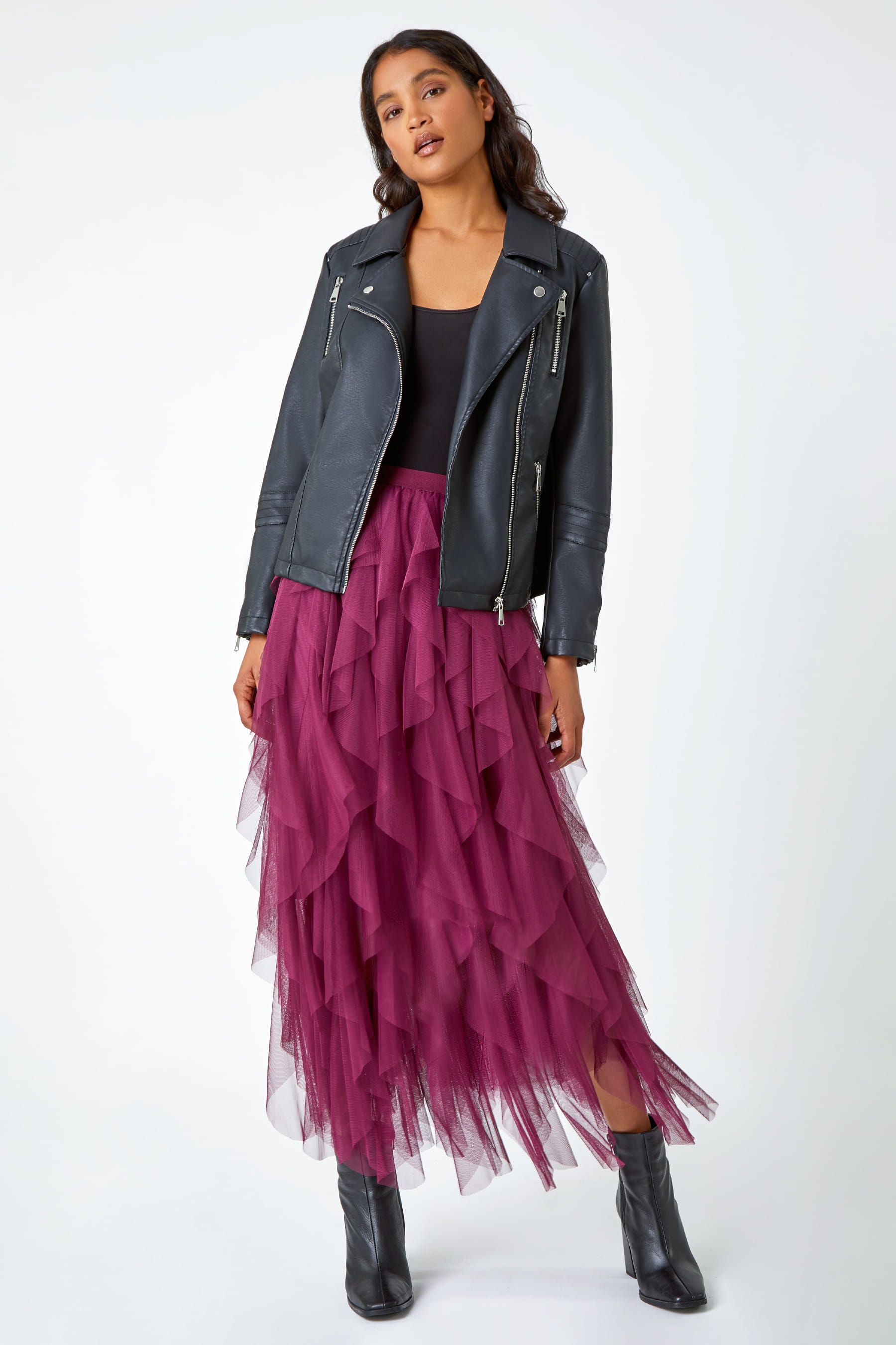 Buy Roman Burgundy Red Elasticated Mesh Layered Skirt from the Next UK online shop