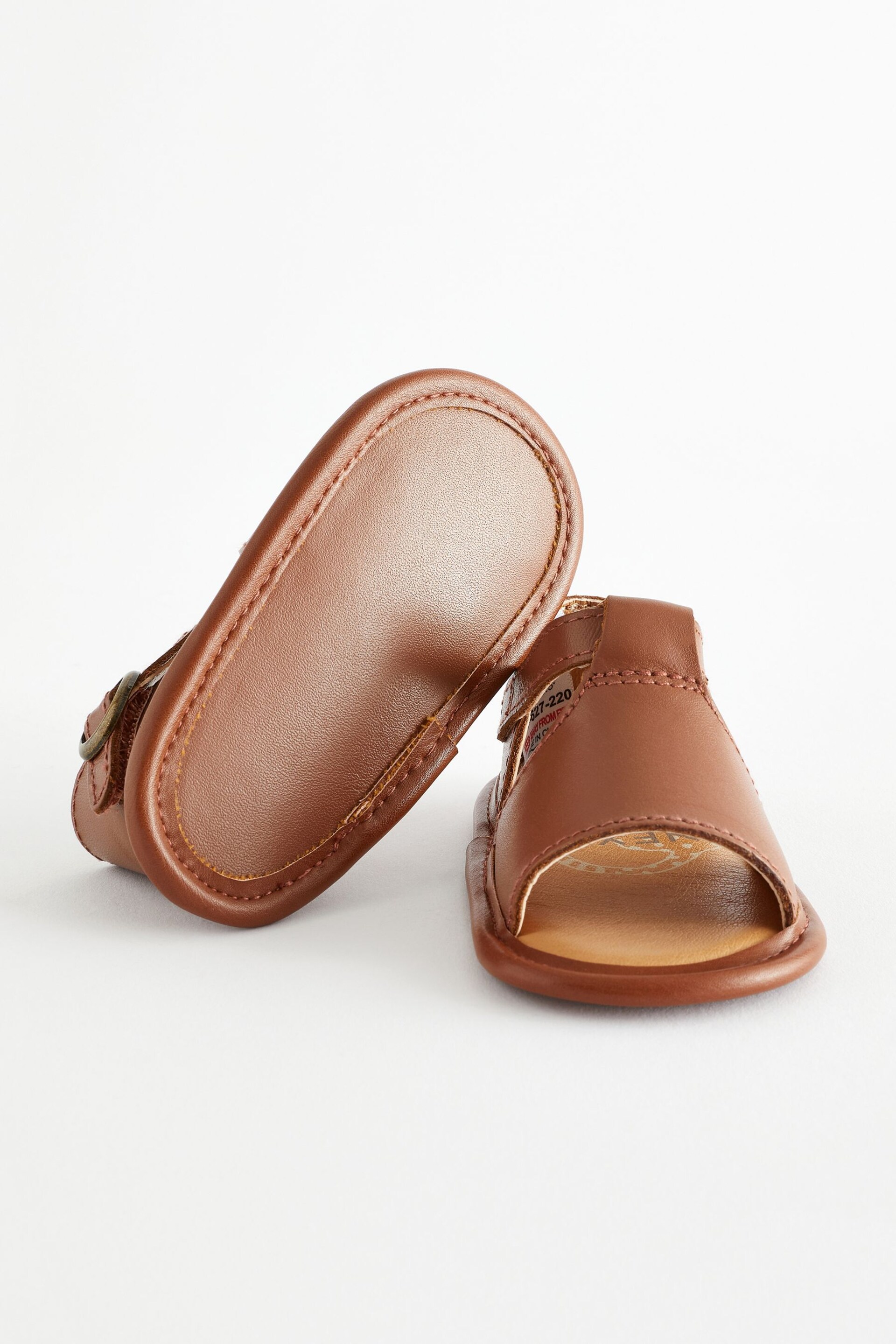 Tan Brown Leather Baby Sandals (0-24mths) - Image 4 of 6