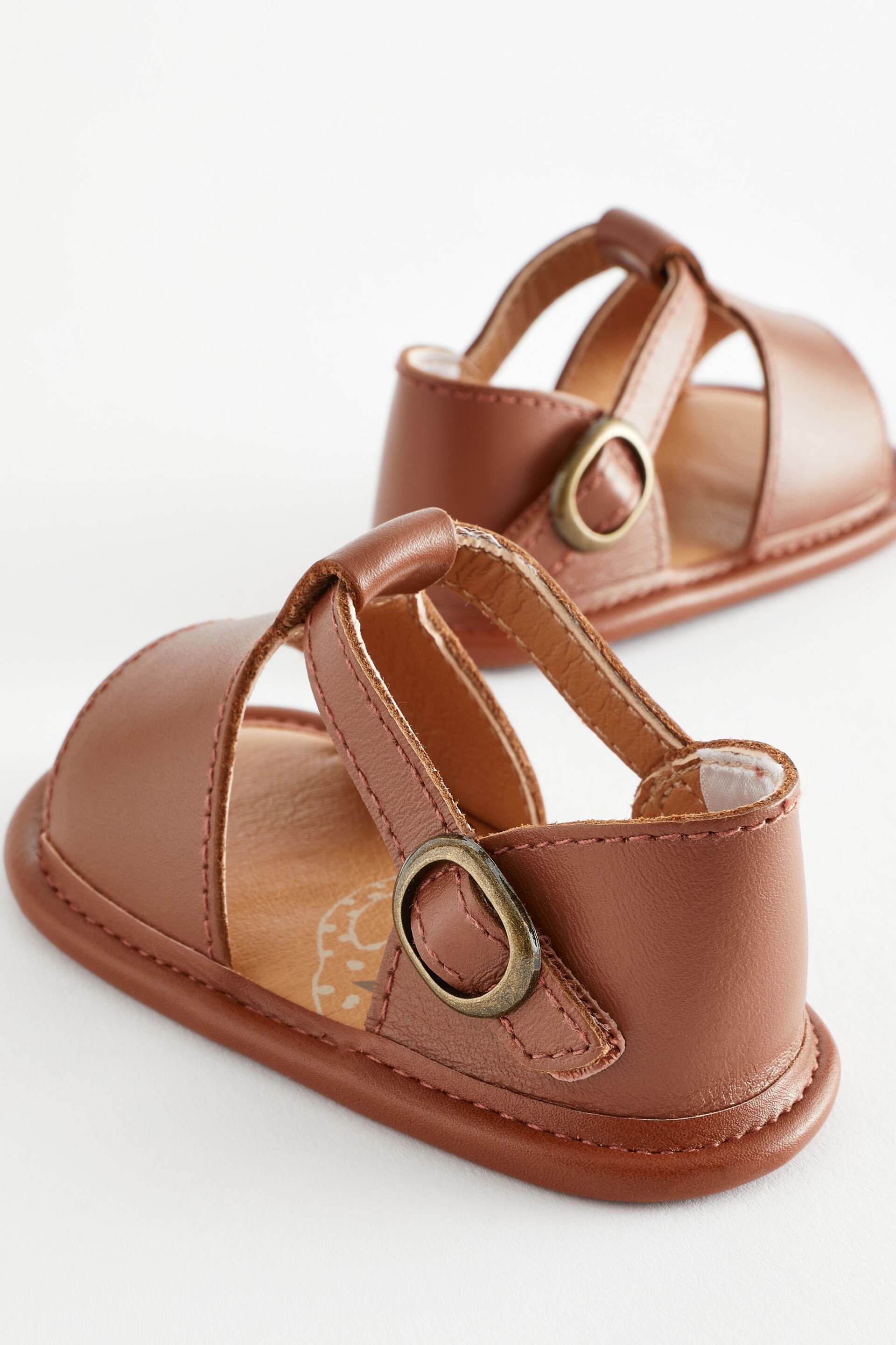 Tan Brown Leather Baby Sandals (0-24mths) - Image 5 of 6