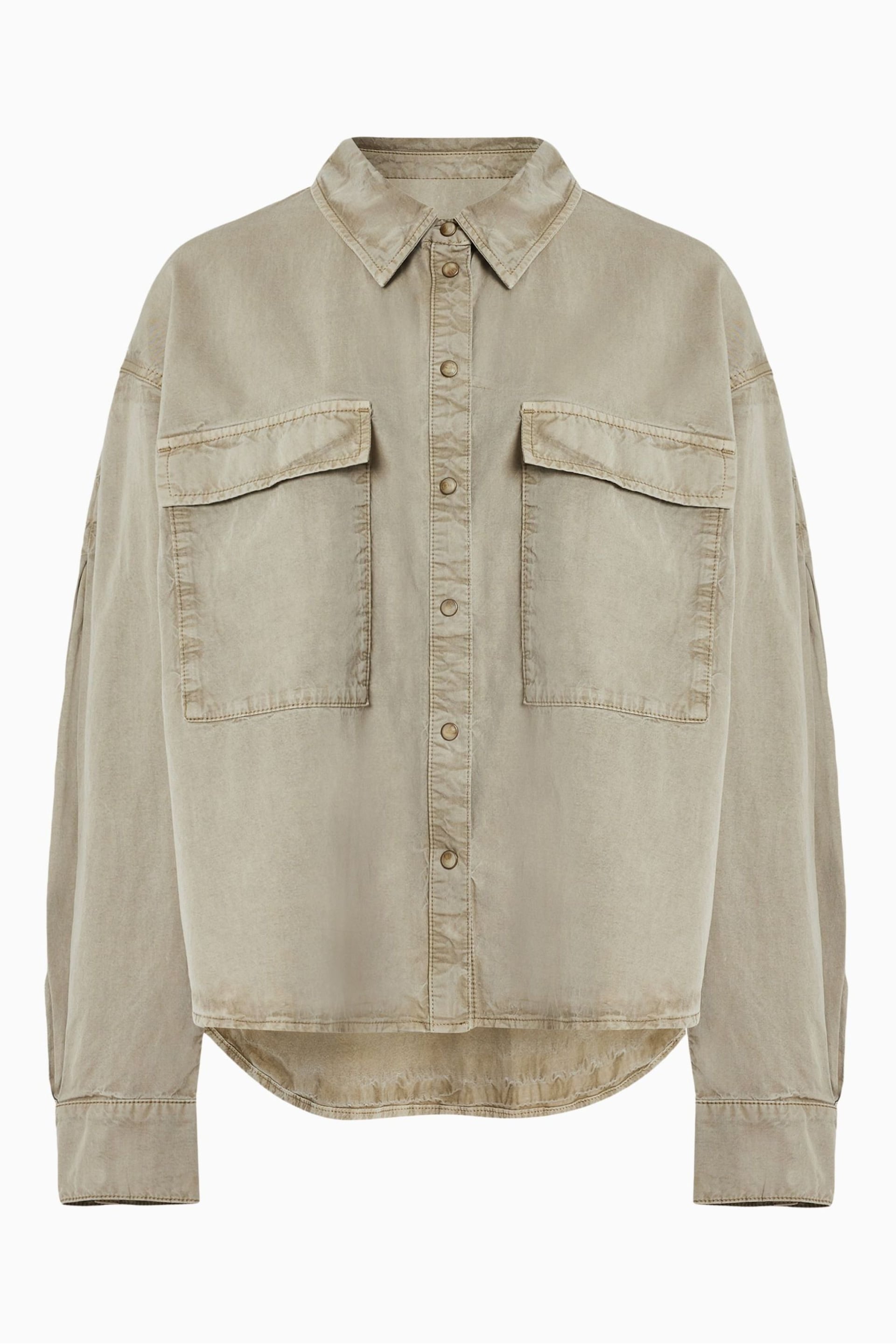 AllSaints Grey Eliana Denim Shirt - Image 10 of 10