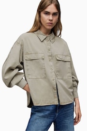 AllSaints Grey Eliana Denim Shirt - Image 3 of 10
