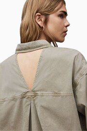 AllSaints Grey Eliana Denim Shirt - Image 9 of 10
