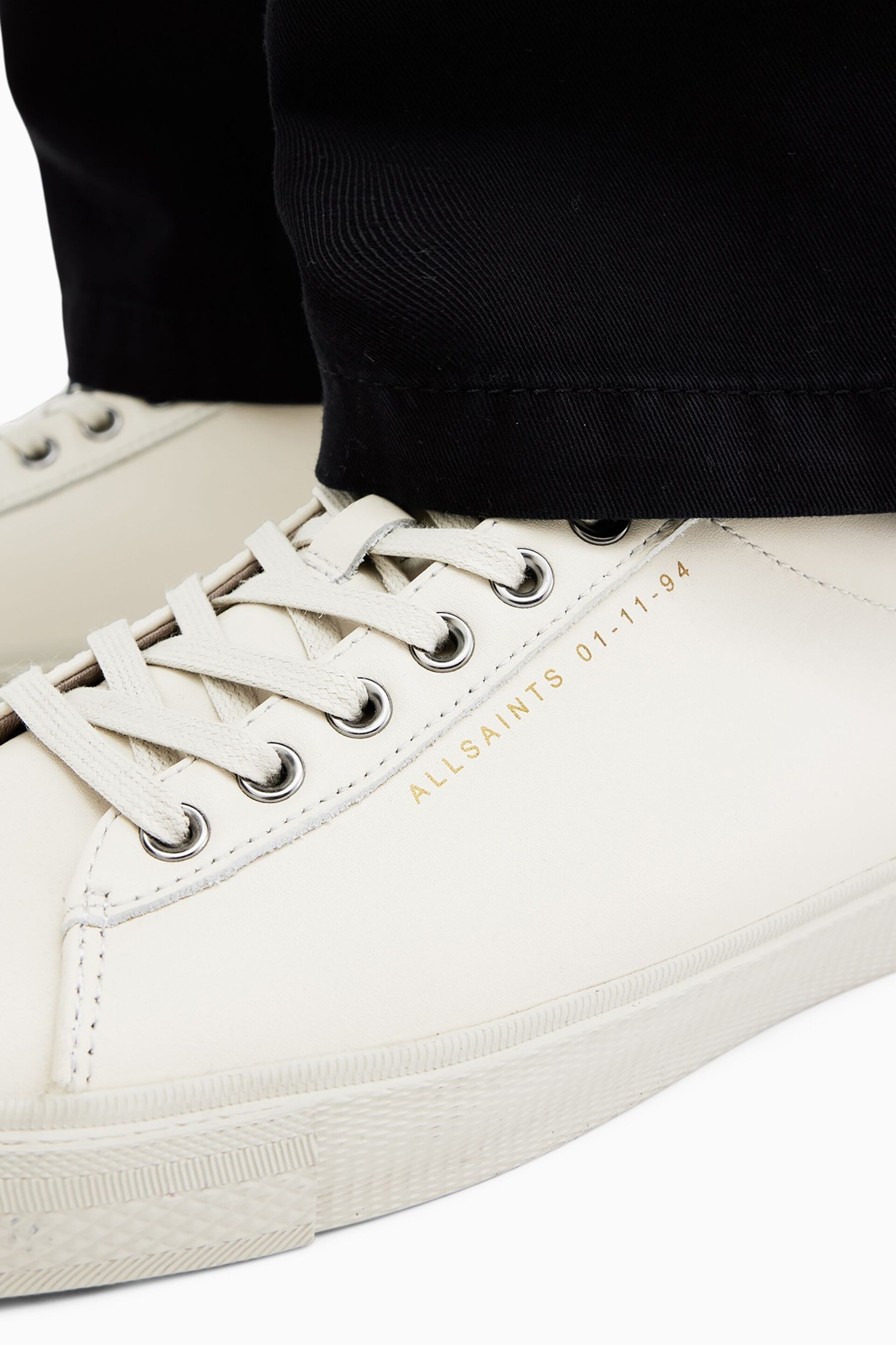 AllSaints White Brody Leather Low Top Trainers - Image 7 of 7