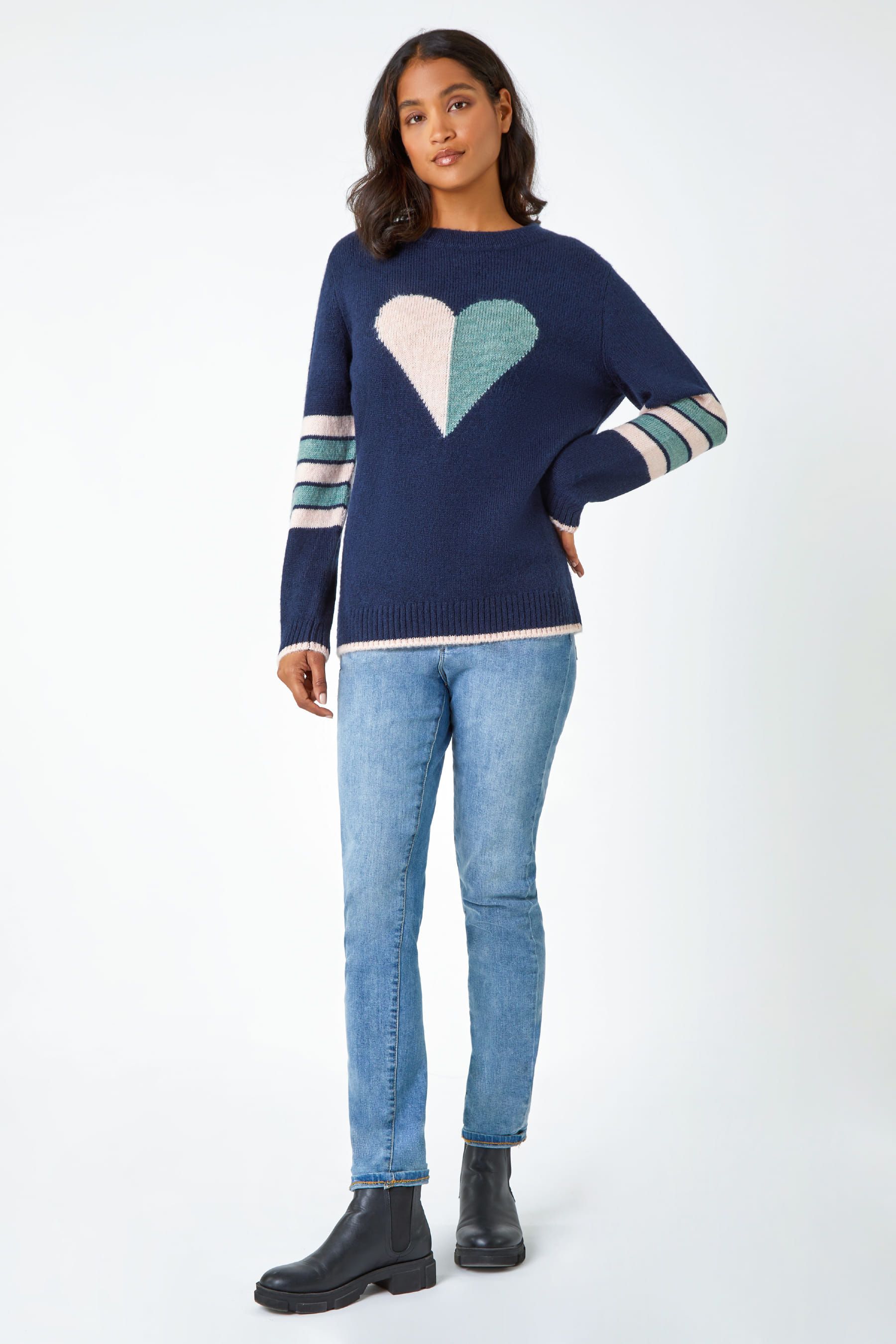 Next navy heart jumper online