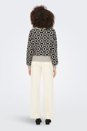 ONLY Cream Geo Abstract Print Knitted Jumper - Image 3 of 5