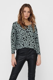 ONLY Green Lightweight Knit Printed Jumper - Image 1 of 5