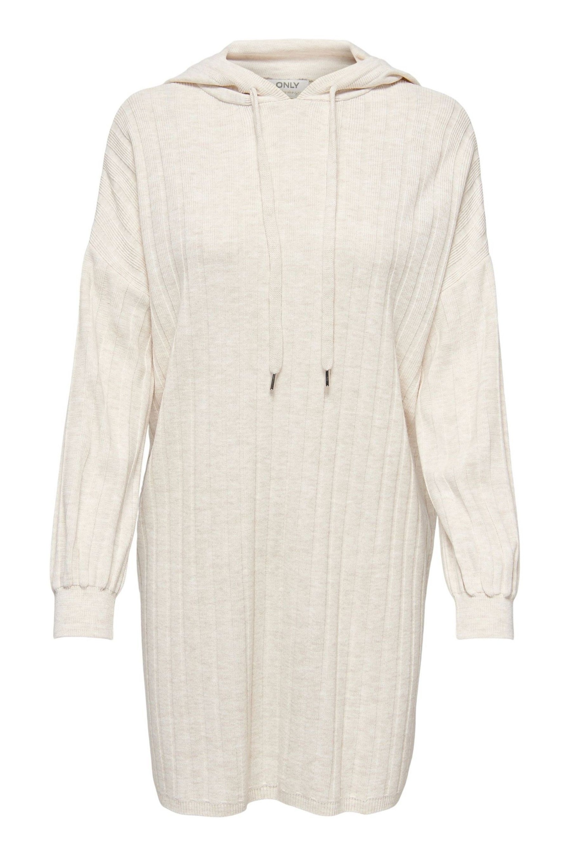 ONLY Cream Knitted Hooded Cosy Lounge Jumper Dress - Image 6 of 6