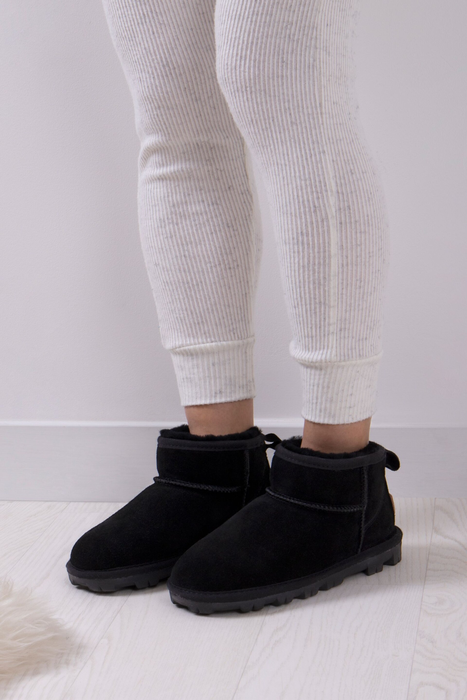 Just Sheepskin™ Black Ladies Mini Grace Sheepskin Boots - Image 1 of 5