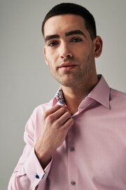 Light Pink Regular Fit Trimmed Easy Care Double Cuff Shirt - Image 4 of 10