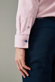 Light Pink Regular Fit Trimmed Easy Care Double Cuff Shirt - Image 7 of 10