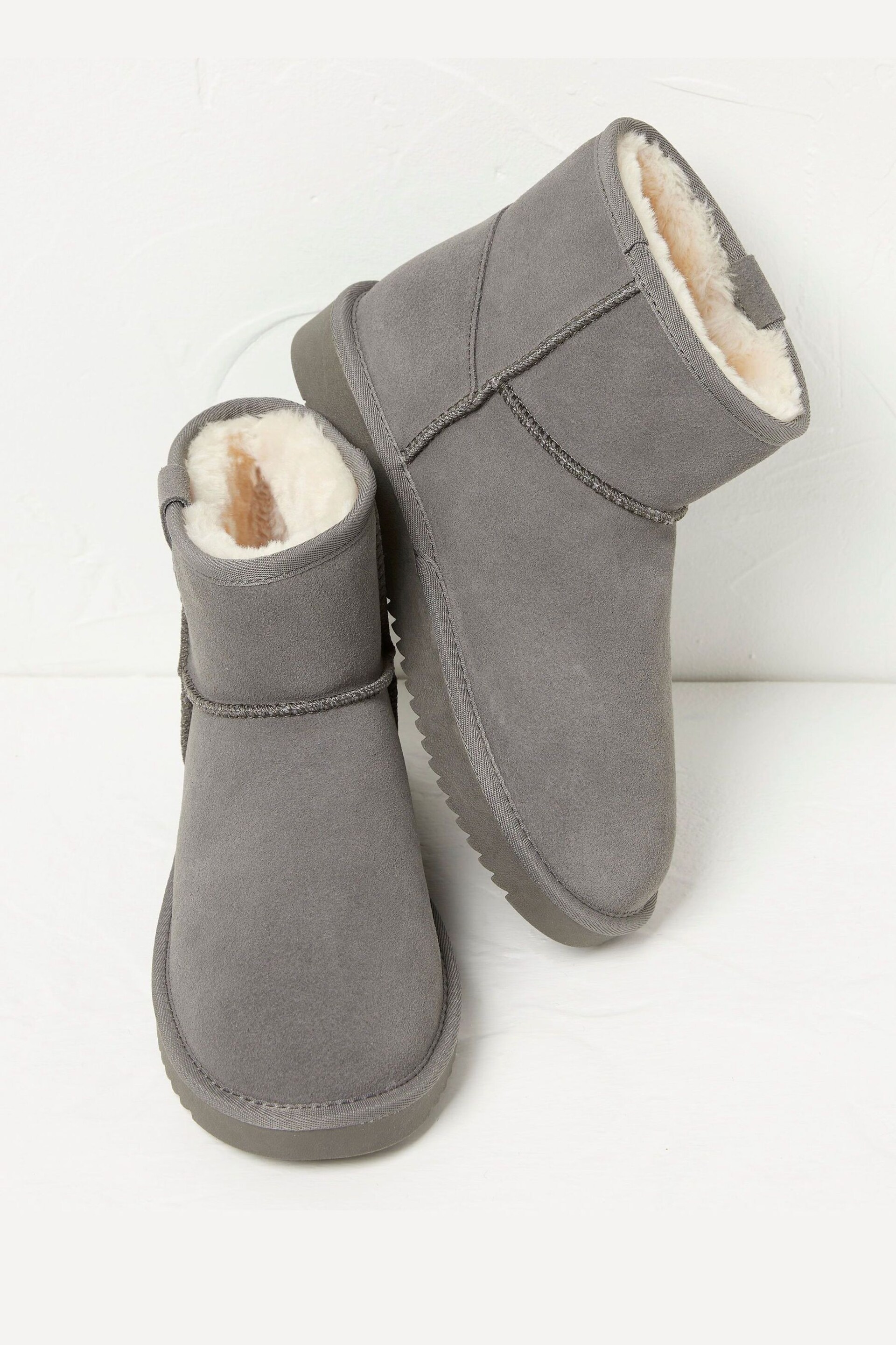 FatFace Grey Suede Slipper Boots - Image 2 of 4