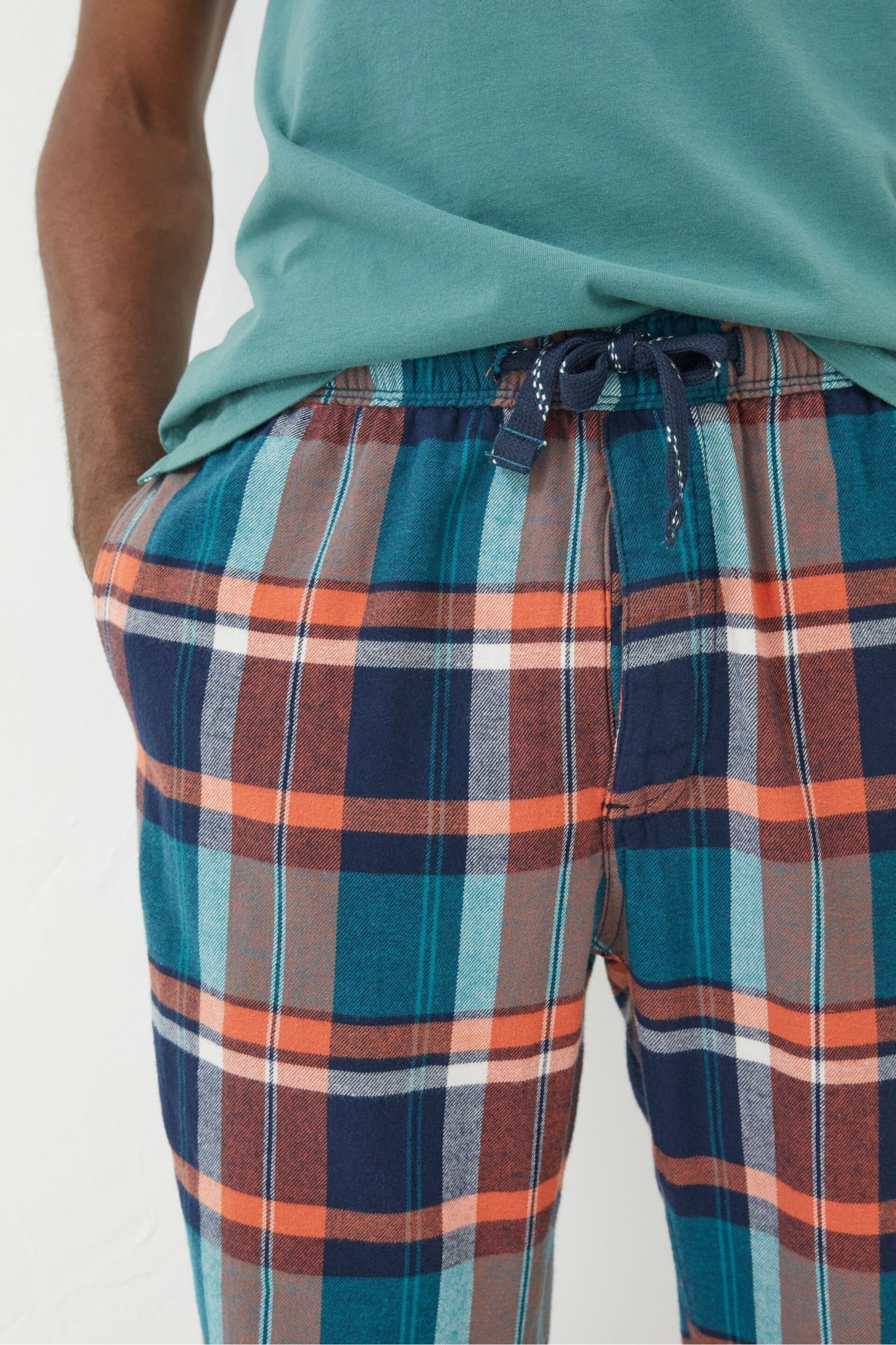 FatFace Green Orkney Light Checked Pyjama Bottoms - Image 3 of 4