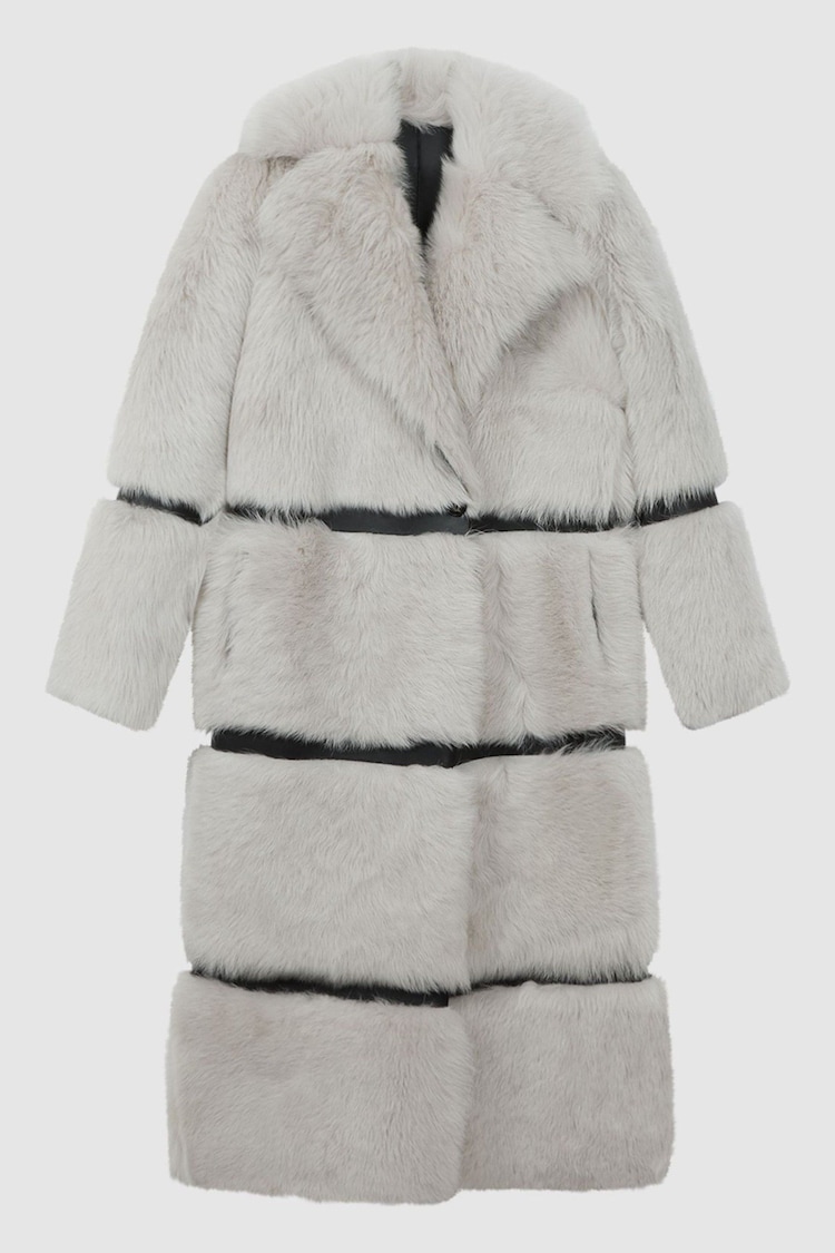 Reiss Mink Sloane Shearling Leather Trim Long Coat - Image 2 of 8