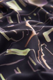 Navy Linear Print Mesh Corset Detail Mini Dress - Image 6 of 6