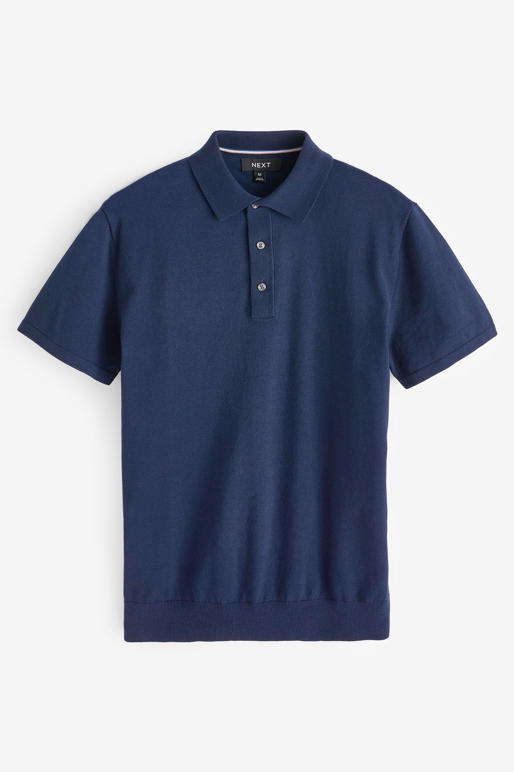 Buy Navy Blue Slim Fit Knitted Polo Shirt from Next Luxembourg