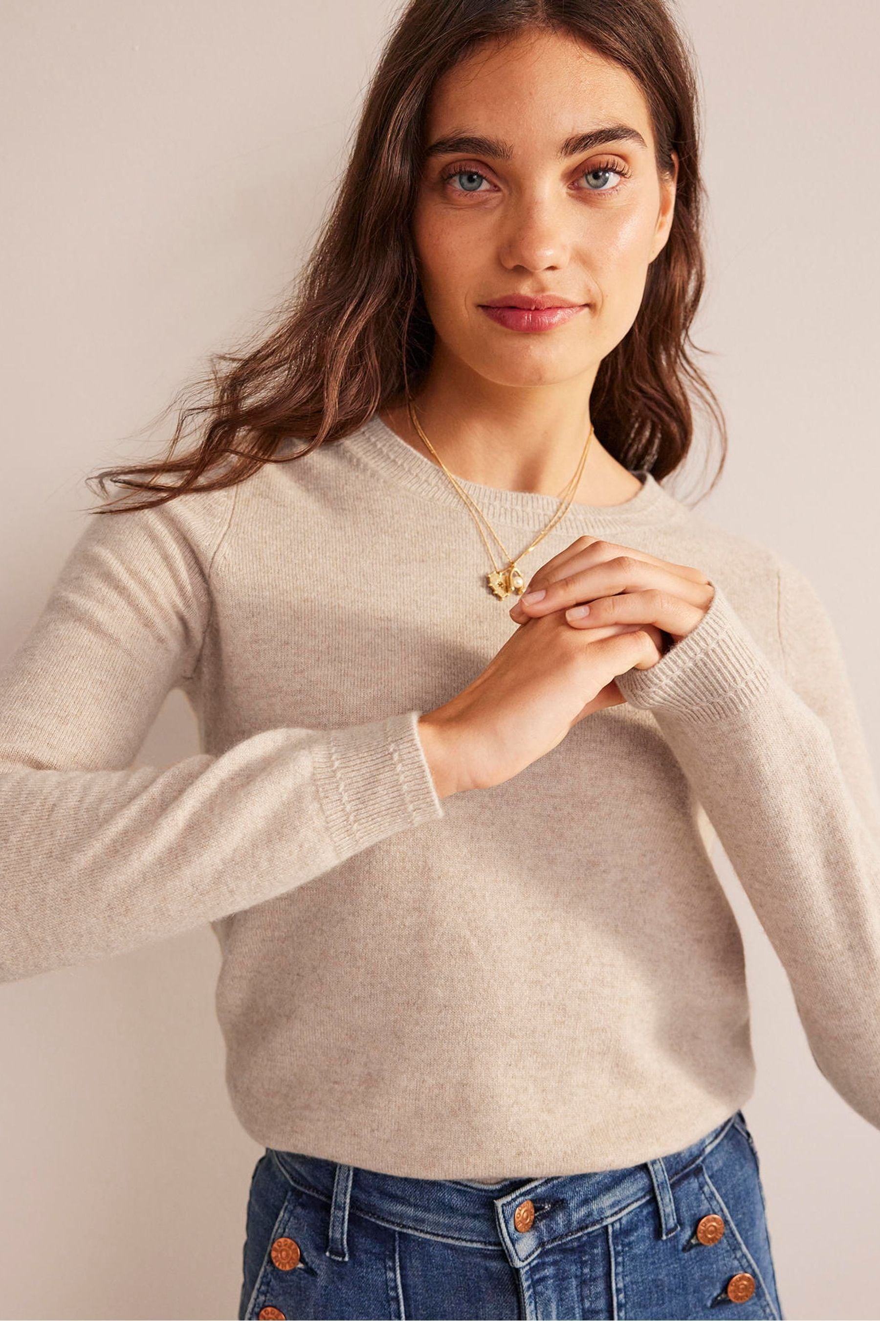 Boden Natural Eva Cashmere Crew Neck Jumper xlarge Womens