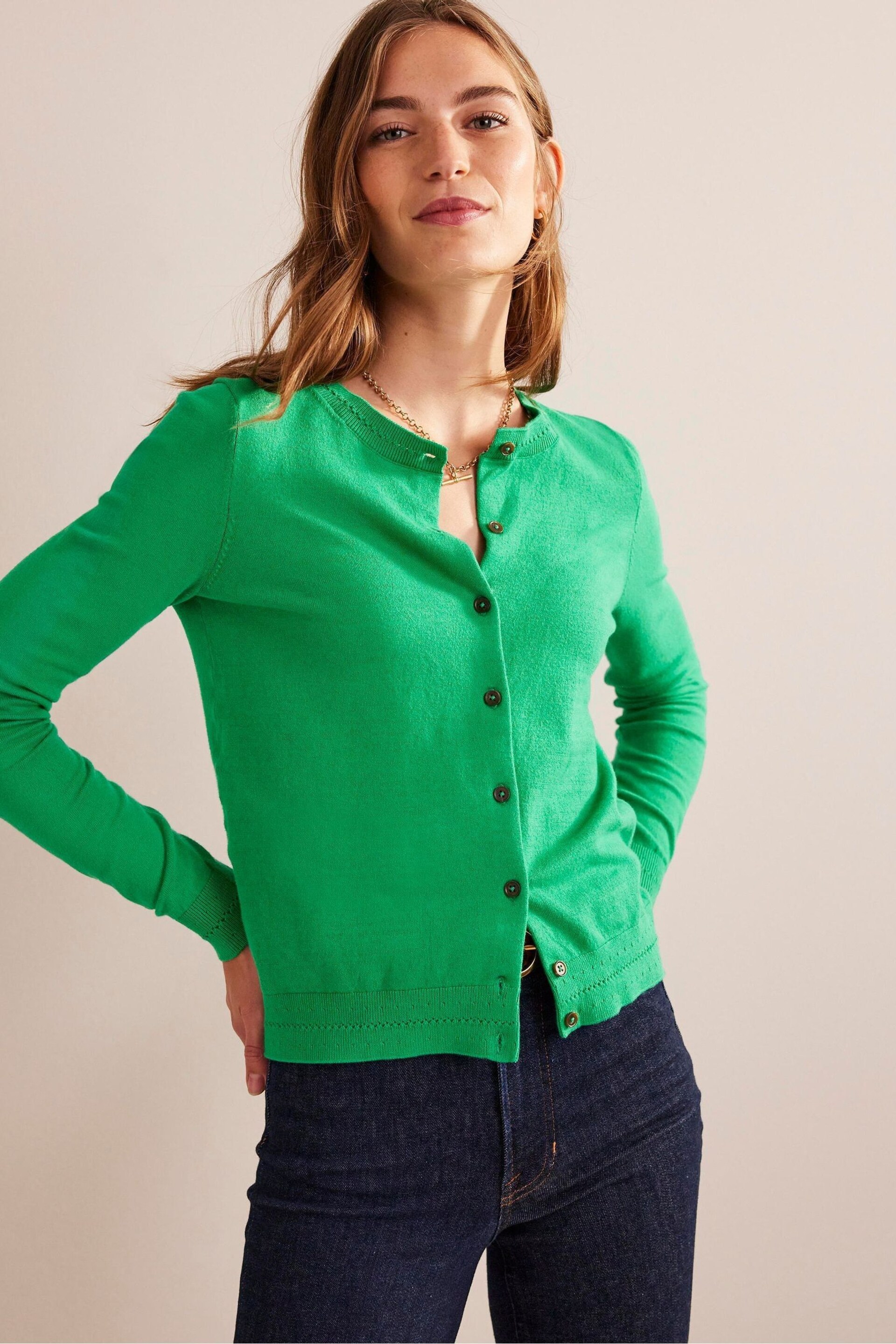 Boden Green Catriona Cotton Cardigan - Image 1 of 6