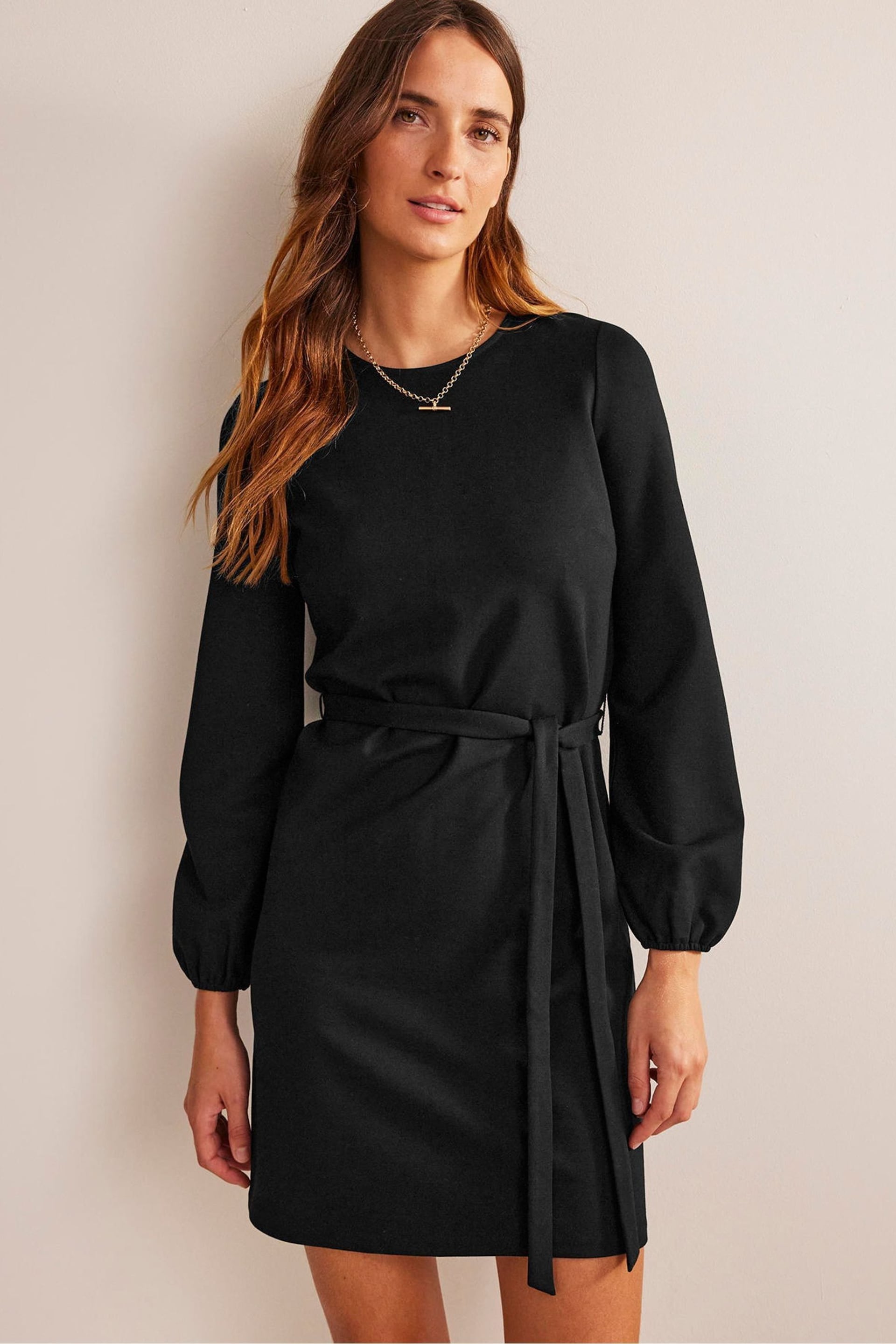 Boden Black Violet Jersey Shift Dress - Image 1 of 6