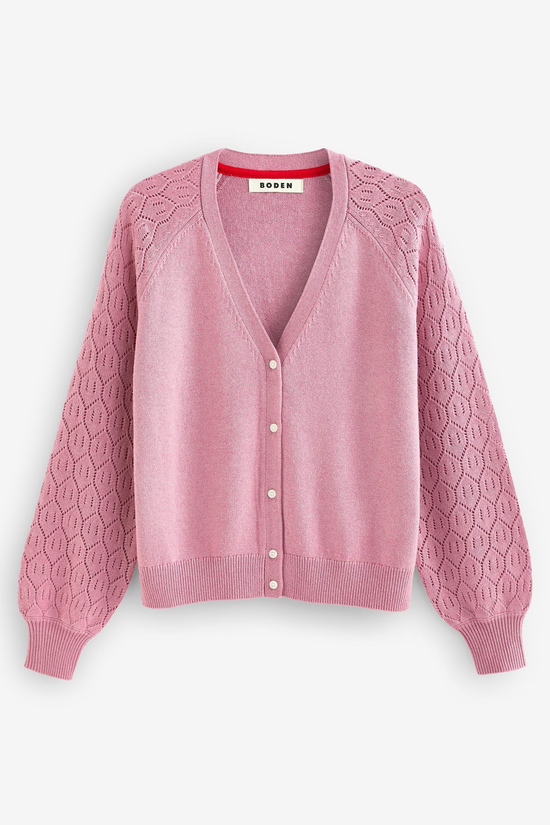 Buy Boden Pink Pointelle V Neck Cardigan from Next Lithuania