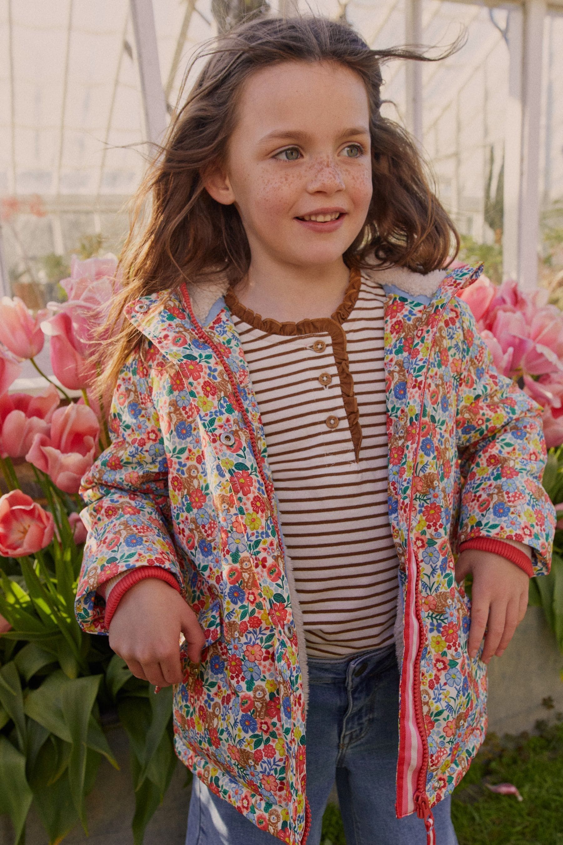 Pink sherpa lined anorak jacket clearance