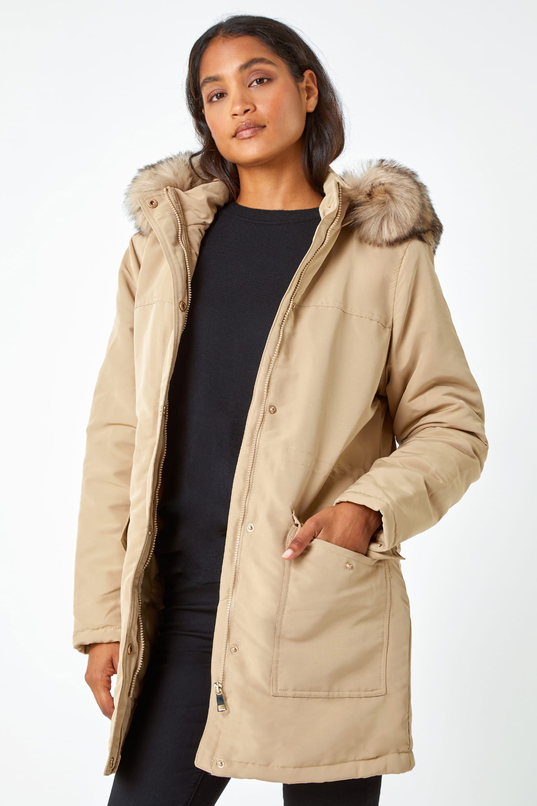 Buy Roman Brown Faux Fur Hood Parka Coat from Next Ireland