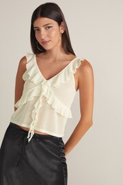 Ecru Mesh Ruffle Cami - Image 1 of 7