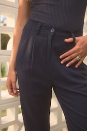Black/Navy Blue Linen Blend Taper Trousers 2 Pack - Image 5 of 14