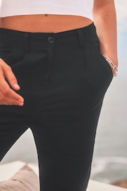 Black/Navy Blue Linen Blend Taper Trousers 2 Pack - Image 9 of 14