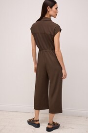 Chocolate Brown Corset Detail Short Sleeve Jumpsuit - Image 4 of 7