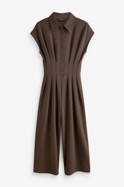 Chocolate Brown Corset Detail Short Sleeve Jumpsuit - Image 6 of 7