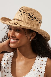 Natural with Shell Chain Cowboy Western Hat - Image 1 of 3