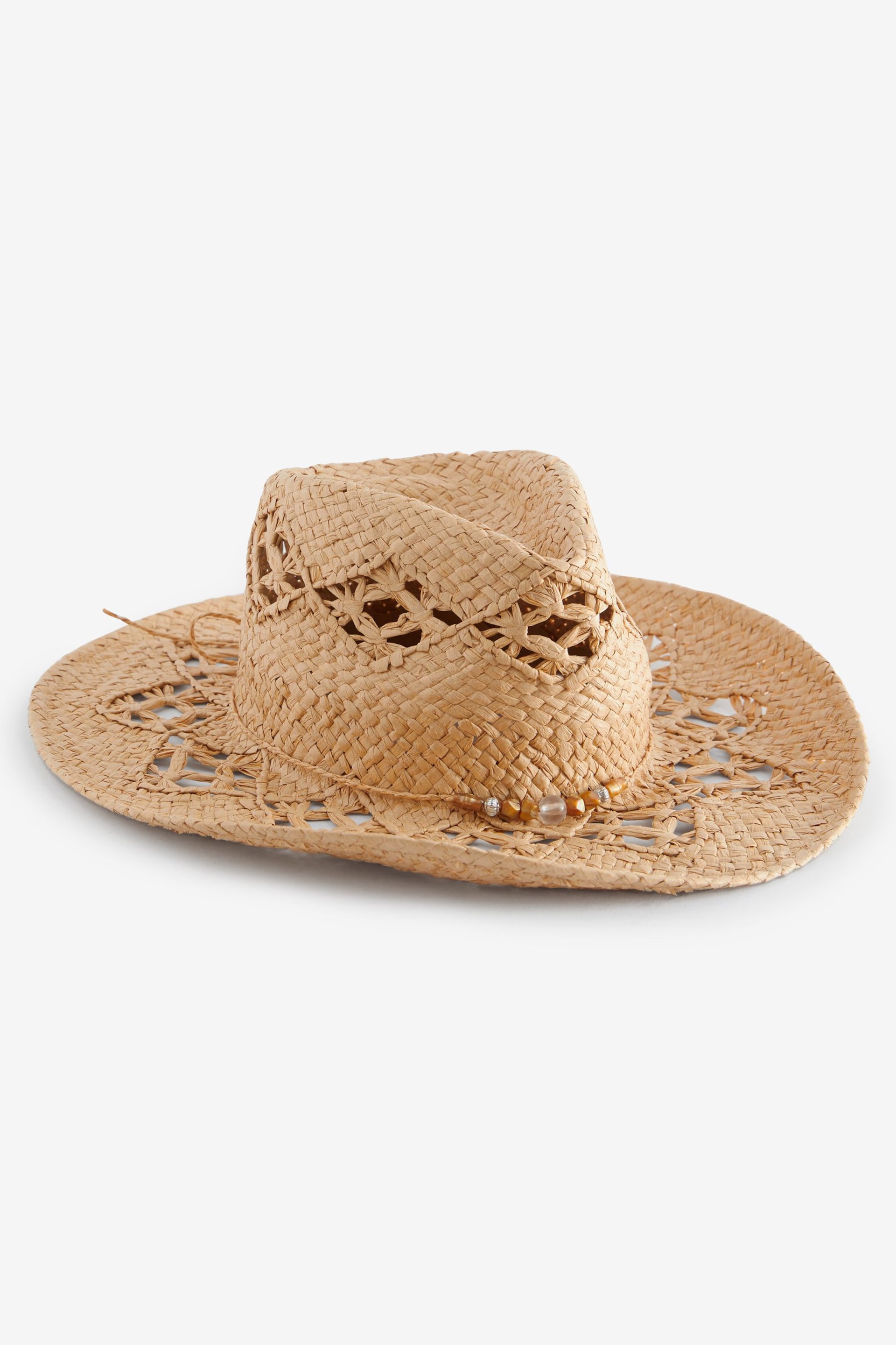 Natural with Shell Chain Cowboy Western Hat - Image 3 of 3
