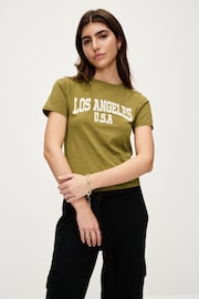 Khaki Green Slim Fit Short Sleeve Graphic T-Shirt - Image 3 of 7