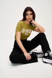 Khaki Green Slim Fit Short Sleeve Graphic T-Shirt - Image 5 of 7