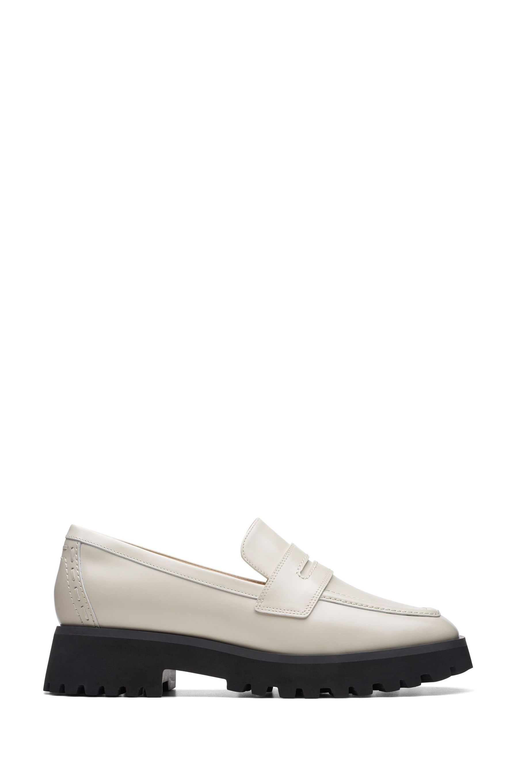 Buy Clarks Cream Leather Stayso Edge Loafer Shoes from Next Luxembourg