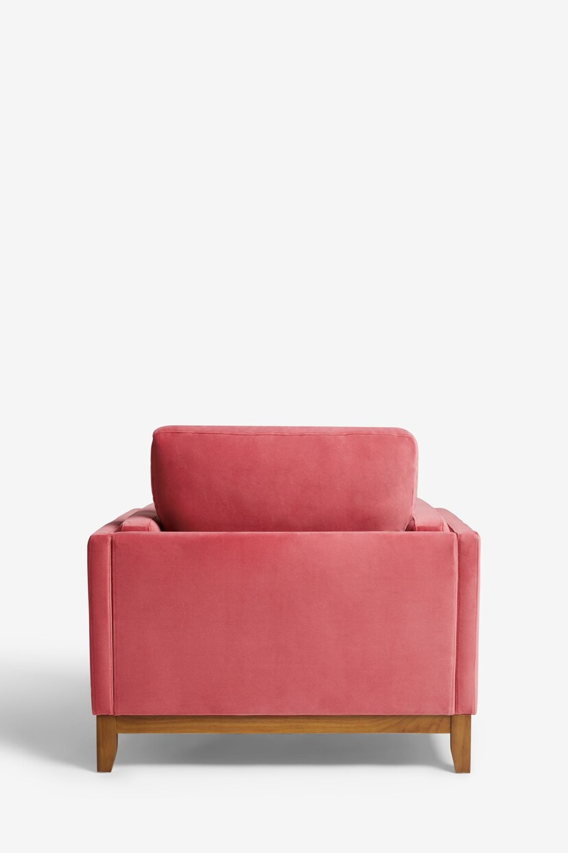 Soft Velvet Raspberry Pink Bennett Wooden Chair Arm Chair - Image 5 of 7